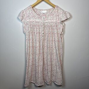 Eileen West Pink Floral Cotton House Dress Nap Garden Cottage Core Size Large